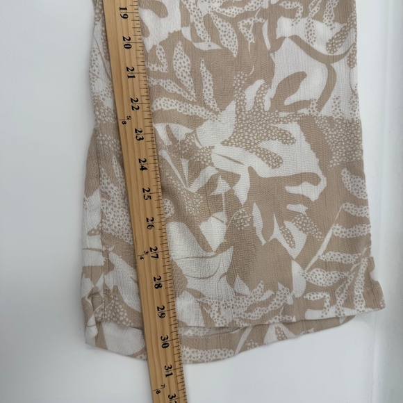 Prana Pants Women Medium Beige White Palazzo Wide Leg Floral Elastic Pull On - Picture 10 of 12